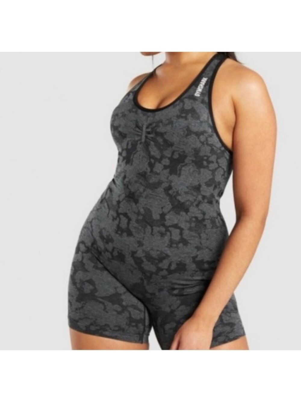 Gymshark Women Adapt Camo Seamless All-In-One Romper Size Small Gray Stretch